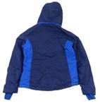 Modrá šušťáková zimná lyžiarska bunda s kapucňou