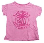 Růžové pyžamové tričko s palmou a nápisem M&S