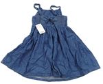 Modré rifľové šaty s kvietkami