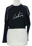 Dámské černé crop triko s nápisem Couture 