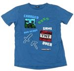 Modré tričko s Minecraft z překlápěcích flitrů Next 