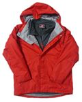 2set- Červená šušťáková bunda s kapucí + Sivá fleecová prepínaci mikina zn. Tog24