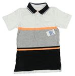 Bílo-šedo-oranžové polo tričko Urban