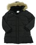 Černá šusťáková prošívaná zimní bunda s kapucí Primark