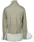 Dámsky béžovo-biely sveter s halenkovou vsadkou