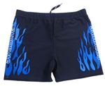 Pánské tmavomodro-modré nohavičkové plavky s plameny 