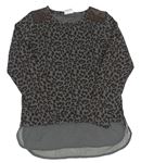 Šedo-černá pletená tunika s leopardím vzorem a šifonem Yigga