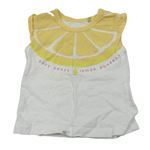 Žluto-bílé tričko s nápisem kanz