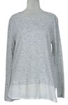 Dámský šedý melírovaný lehký svetr s volánkem Peacocks 