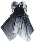 Kostým - Černo-šedo-bílé saténové šaty se síťovinou Tu