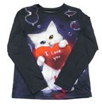 Antracitové triko s kočičkou 