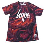 Červeno-vínové vzorované tričko s logem Hype