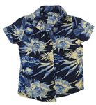 Tmaovmdoro-béžovo-modrá květovaná košile Next