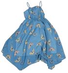 Modré šifonové šaty s motýlky H&M