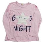 Světlerůžové pyžamové triko s nápisem a hvězdou kids