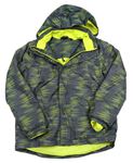 Šedo-žluto-zelená šusťáková zimní funkční bunda s kapucí Crivit