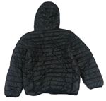 Čierna prešívaná šušťáková jarná zateplená bunda s kapucňou
