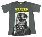 Šedé tričko s dinosaurem