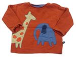 Cihlové triko s žirafou a slonem Next