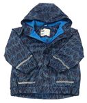 Tmavomodro-modrá vzroovaná nepromokavá zateplená bunda s kapucí X-mail
