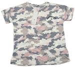 Sědo-bílo-růžové army tričko F&F