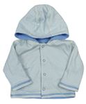 Světlemodrá/bílo-modrý propínací oboustranný kabátek s kapucňou zn. Mothercare
