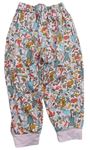 Světlerůžové květované pyžamové kalhoty s Gruffalem Tu