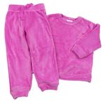 2set- Růžová plyšová mikina s nápisy + Domácí kalhoty Next