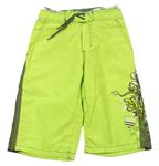 Zeleno-khaki plážové kraťasy s potiskem H&M