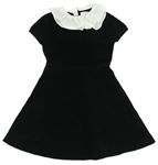 Černé žinylkové svetrové šaty s bílými límečky ZARA