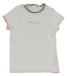 Bílé žebrované tričko s nápisem a barevným lemem M&S