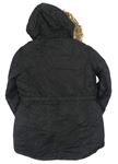Čierny šušťákový zimný kabát s kapucňou zn. Candy Couture