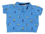 Modré polo tričko s loďkami Jojo Maman Bebé