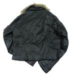 Čierna koženková jarná bunda s kožíškem zn. New Look