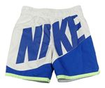 Bílo-cobaltově modré šusťákové sportovní kraťasy s logem Nike