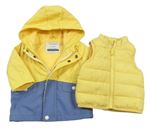 2set - Žluto-modrá nepromokavá jarní bunda + zateplená vesta Primark