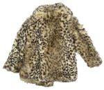 Hnedý chlpatý kabát s leopardím vzorom zn. Yd.