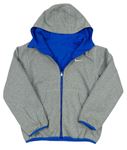 Modrá šušťáková obojstranná jarná zateplená bunda s kapucňou zn. Nike