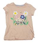 Světlerůžové tričko s kytičkami Mothercare