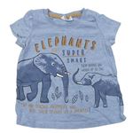 Světlemodré melírované tričko se slony