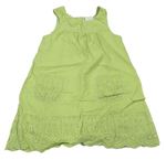 Zelené plátěné šaty s madeirou Next