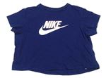 Tmavomodré crop tričko s logem Nike