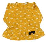 Žluté vzorované triko s deštníky 