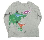 Sivé melírované tričko s dinosaurami zn. Mini Boden