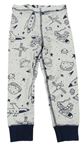 Bílé pyžamové kalhoty s planetami a astronauty H&M