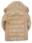 Pudrová prešívaná pogumovaná zimná bunda s logom a kapucňou s kožešinou zn. RIVER ISLAND
