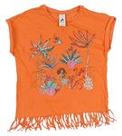 Oranžové tričko s palmami a třásněmi C&A