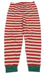 Červeno-bílé pruhované pyžamové kalhoty