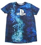 Černo-modro-modrozelené tričko s logem - PlayStation PRIMARK