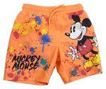 Oranžové plážové flekaté kraťasy s Mickey mousem Primark